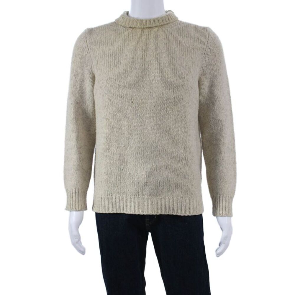 Malo Mens Wool Blend High Neck Pullover Sweater Beige Long Sleeve Size M